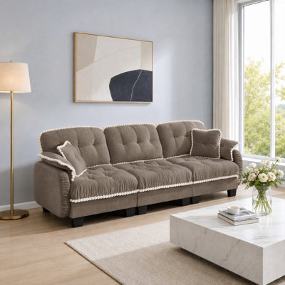 Modular Sectional Sofa, 3-Seat Cloud Sectional Couch with 4 Pillows