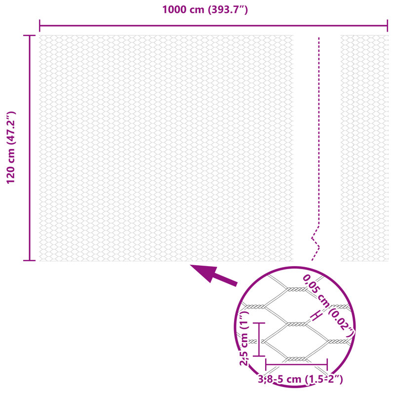 Hexagon Fence Galvanised Steel, 120cm H x 1000cm W