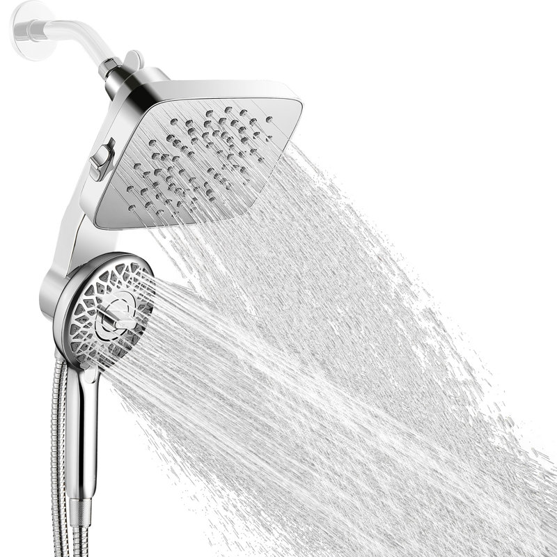 2-in-1 Dual Shower Head, 5-Spray Detachable Round Handheld Shower Head, Chrome