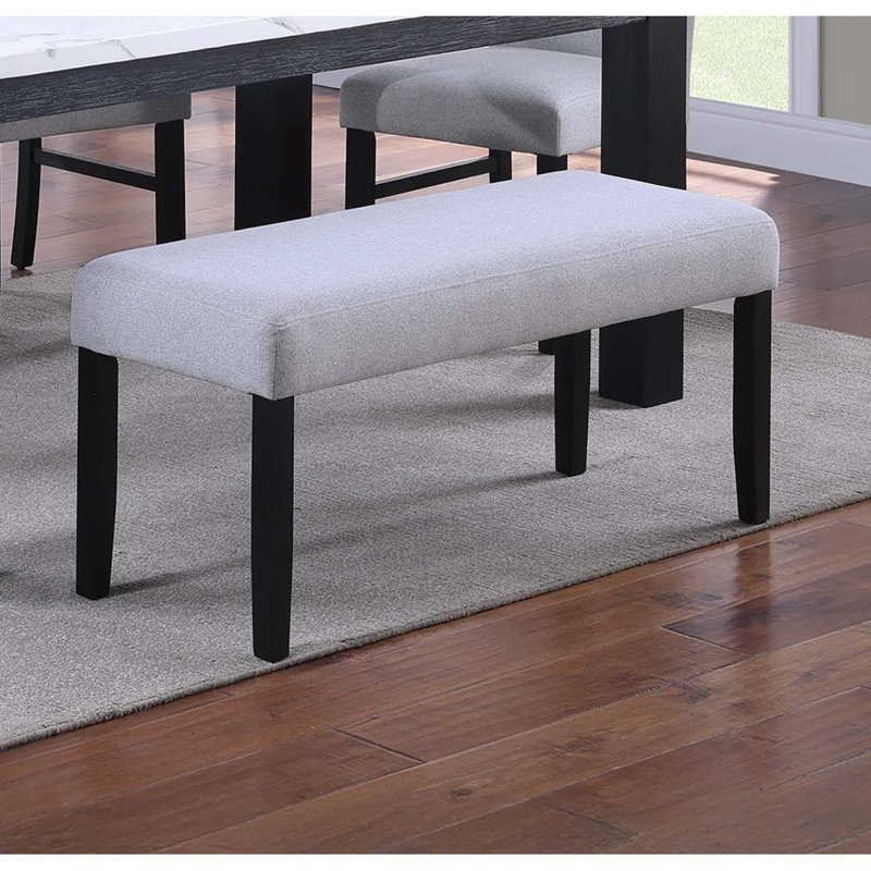 Contemporary Style 1Pc Dining Bench Charcoal Wooden Legs Soft Fabric Upholstered Dining Room Bench, Charcoal