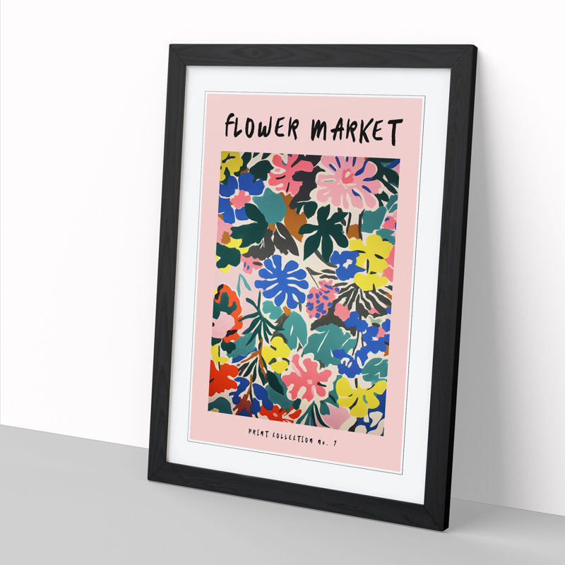 Pink Flower Market Exhibition No.7 1 Piece Single Picture Frame Wall Art, 34cm H x 25cm W x 2cm D