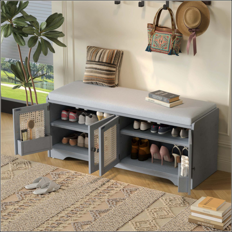 Banc de rangement Rustic, Gris