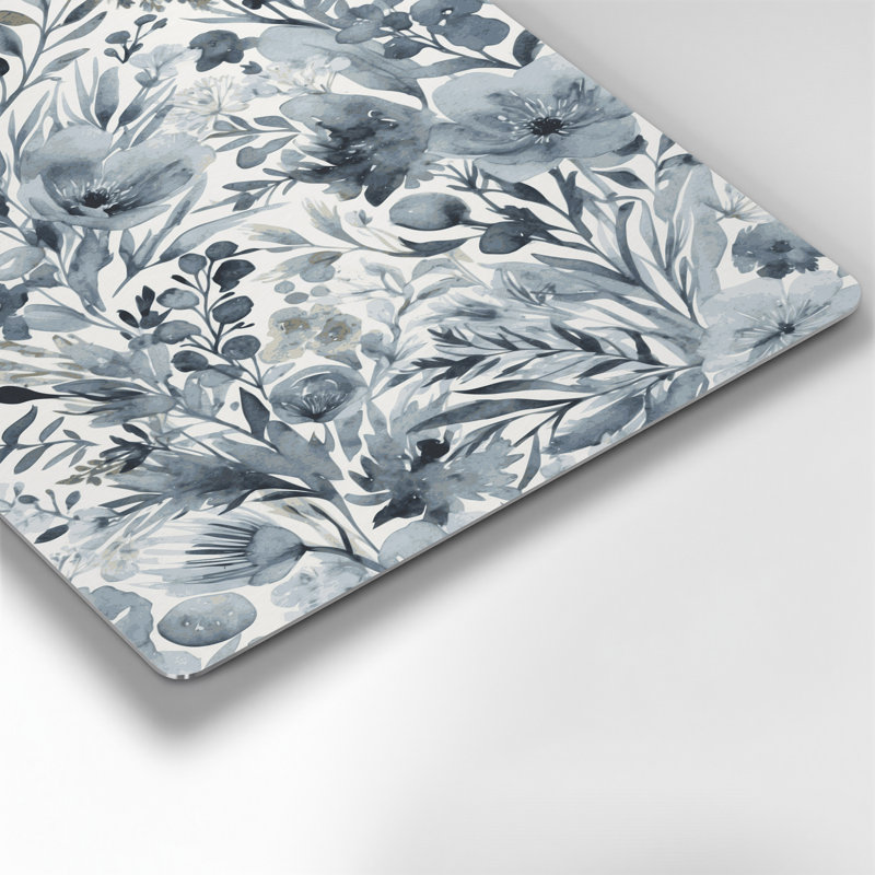 Art mural aquarelle floral bleu 69, H 24 po x l 20 po