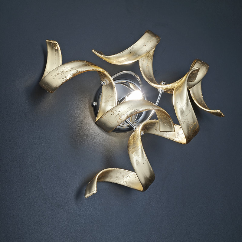 Astro Plug-in Flush Mounted Sconce, Gold Leaf, Chrome