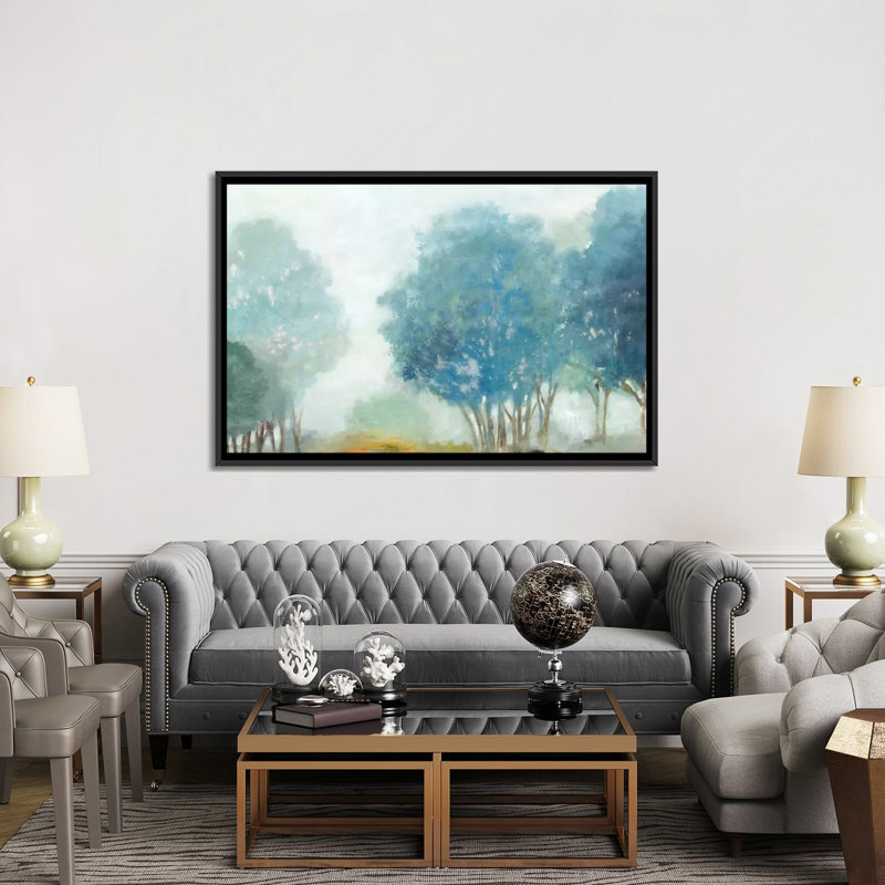 " Blueberry Hill " by Allison Pearce, 18" H x 26" W x 1.5" D, Black Framed Canvas, No Mat