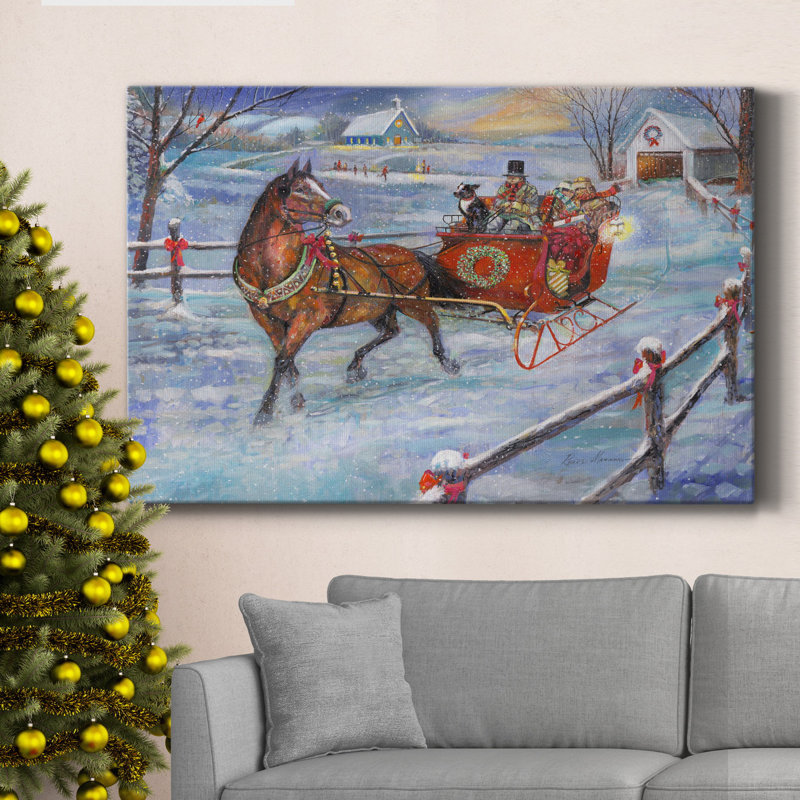 «Sleigh Bells», toile tendue avec châssis de qualité supérieure - prête à être accrochée, H 60 po x l 40 po x P 1 po