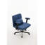 Chaise de bureau moderne en lin bleu avec accoudoirs croisés - Détails du produit