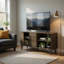 Meuble télé avec tablettes et 2 portes Donna-128860552-128860554