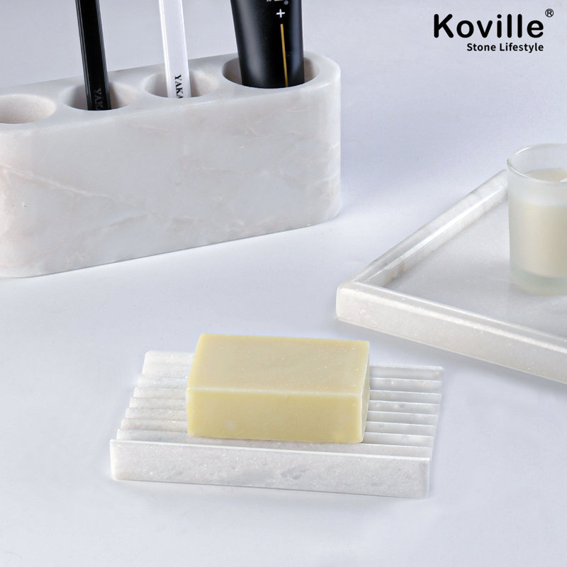 Plateau à savon en marbre naturel, Blanc