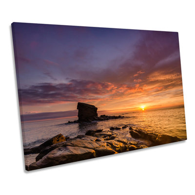 Collywell Bay Sunset Northumberland - Wrapped Canvas Print