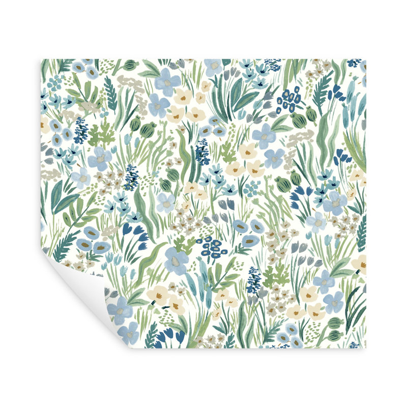 Lea Peel & Stick Wallpaper, Indigo/White/Pink