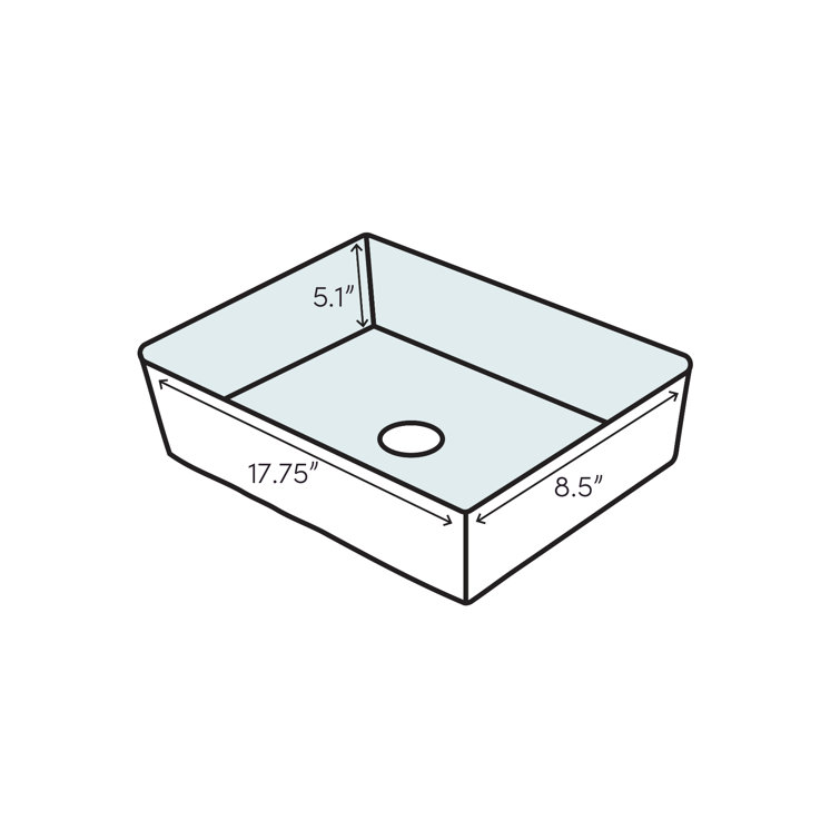 Barclay 8.5'' White Vitreous China Rectangular Bathroom Sink with Overflow
