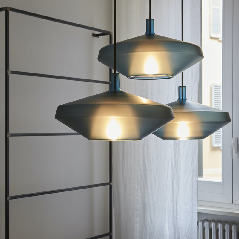 MOM 1 - Light Pendant, Titanium, Blue Metal Avio Glass