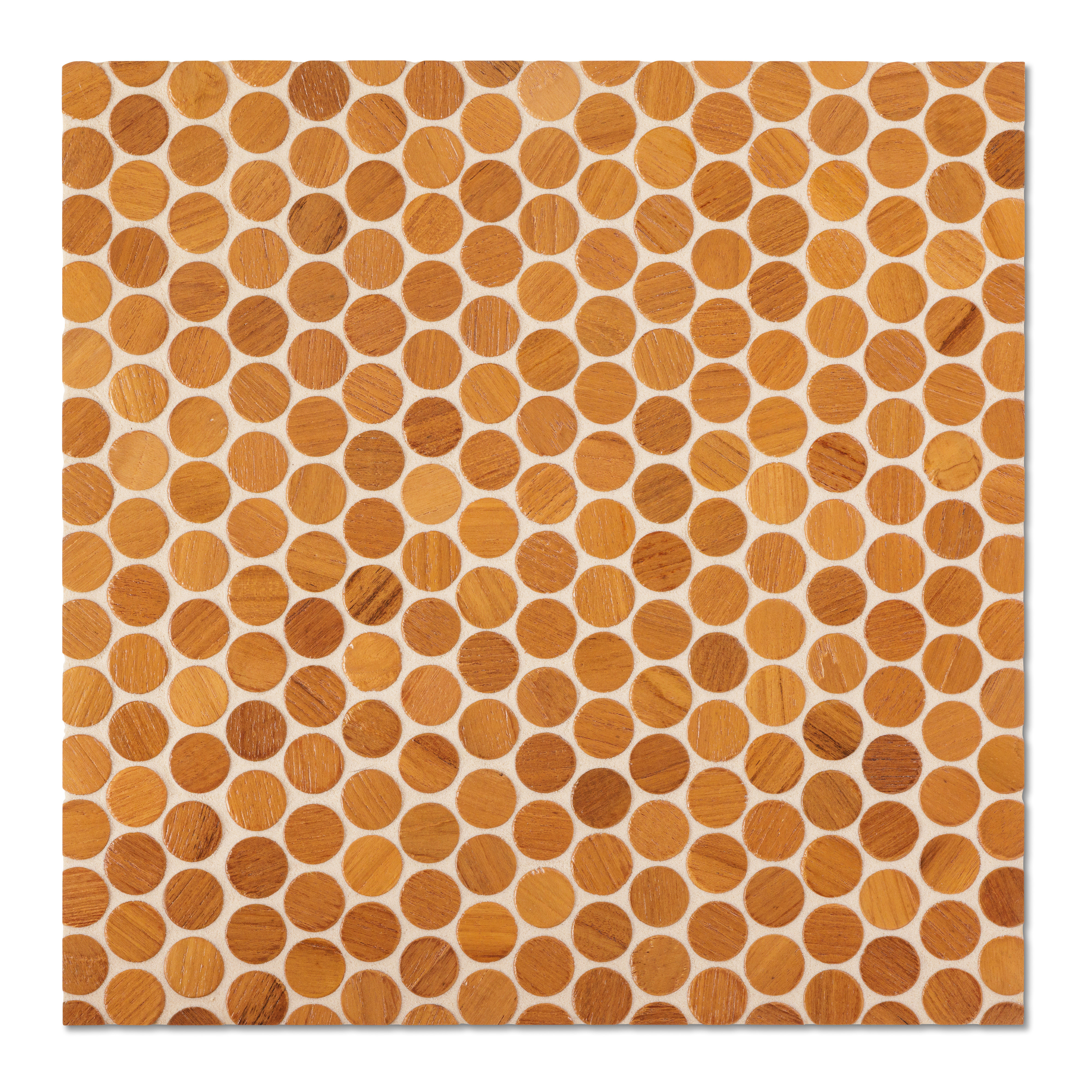 Tile Inlay Rug Round IndoTeak Design Penny Round Mosaic Tile | Wayfair