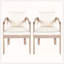 Ensemble de 2 chaises de salle à manger en bois d'acacia, fauteuils avec coussins crème, fauteuil d'appoint en tonneau, ensemble de chaises d'appoint de cuisine confortables-1202444278