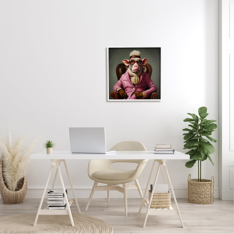 Ba-931 - Mode animalière encadrée sur bois, H 24 po x l 24 po x P 1,5 po, Giclée encadrée blanc bord de mer