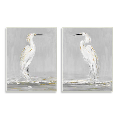 " Beautiful Tranquil Calming White Birds Nature " by Sally Swatland 2 - Pieces