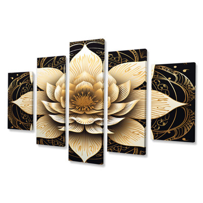 Teagin - lotus 5 pièces d'art mural