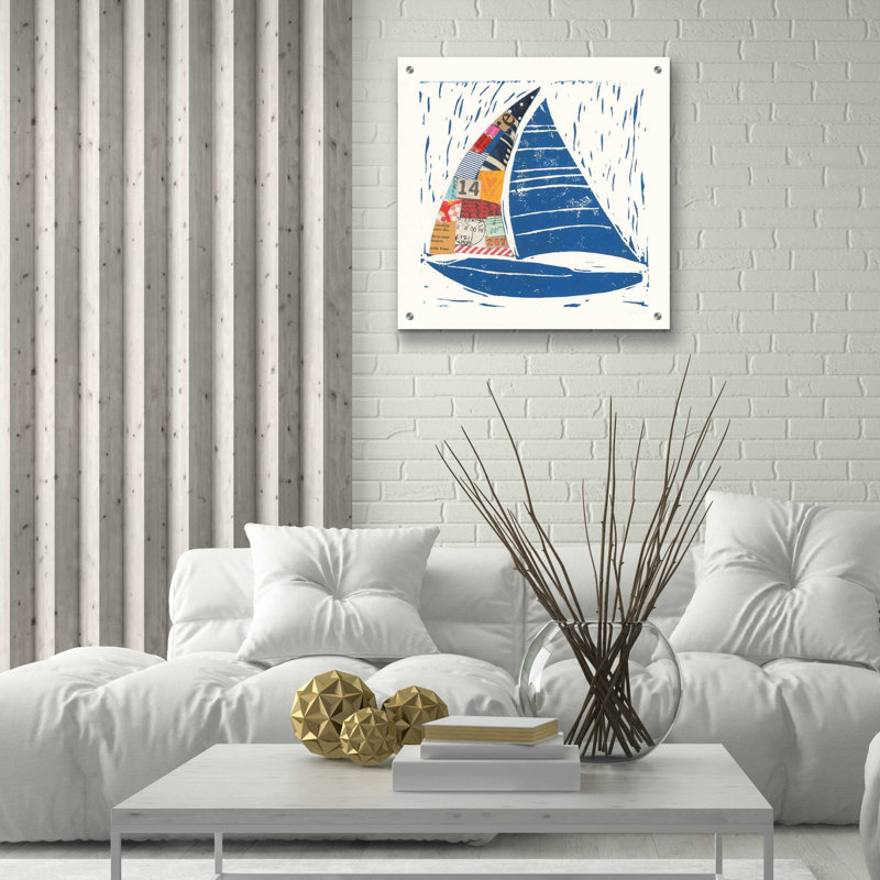 «Nautical Collage IV» par Courtney Prahl, art mural en verre acrylique, H 24 po x l 24 po x P 0,2 po