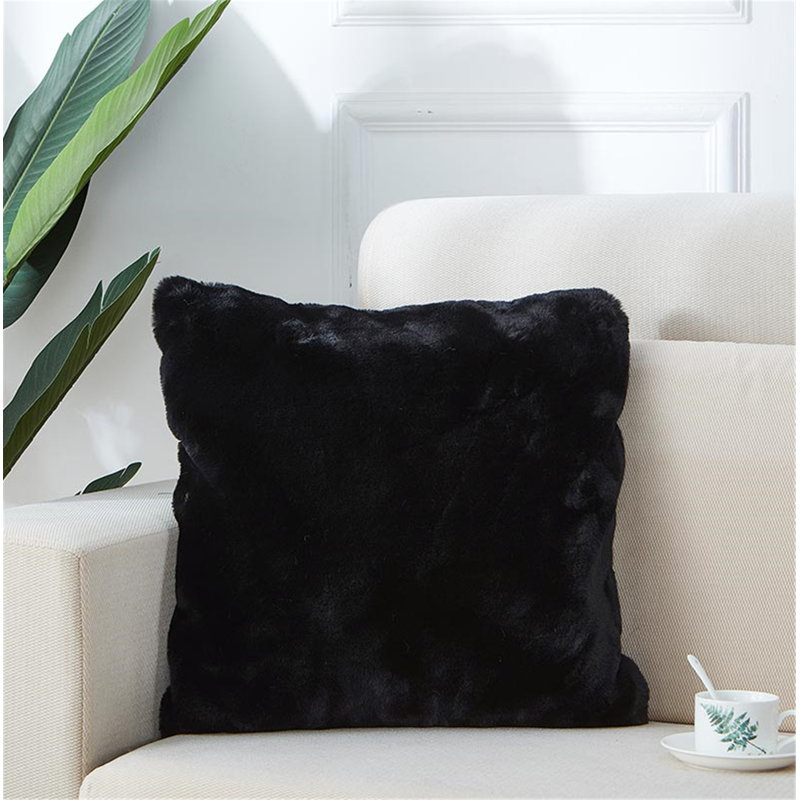 Luxury Chinchilla Faux Fur Pillow, Black