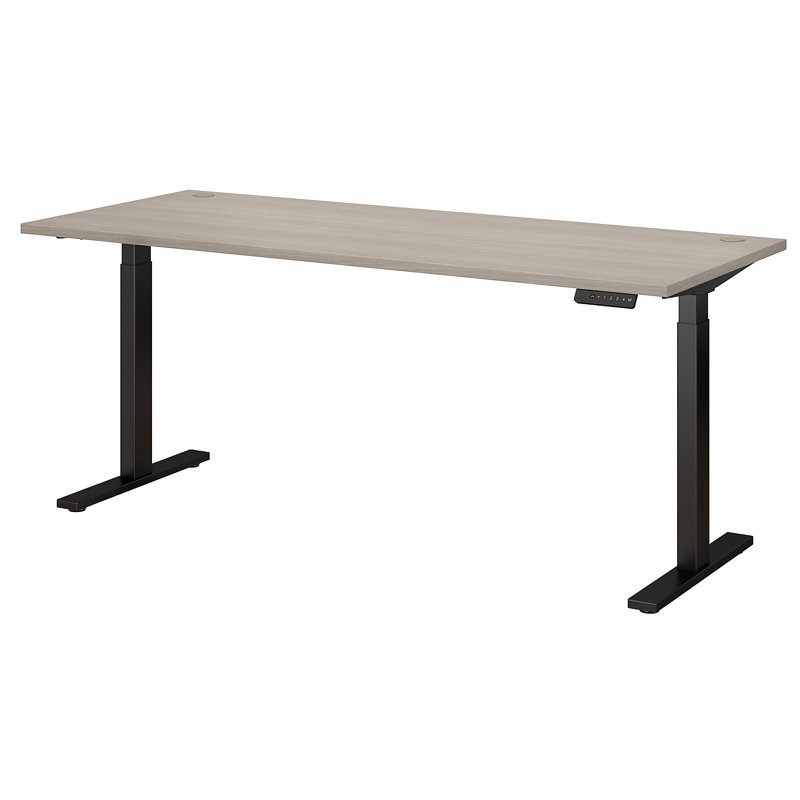 Move 60 Series Adjustable Metal Base Standing Desk, Sand Oak/Black, 47.68" H x 59.44" W x 29.37" D