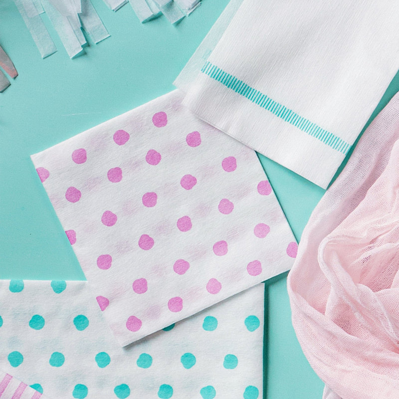 Papersoft Spunlace Polka Dots Square Napkin, Pink, 10" Square