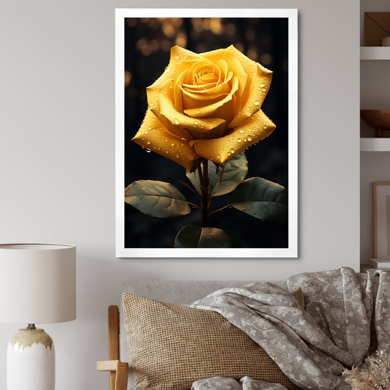 Dannen jaune noir rose Elegance II - imprimé, Cadre photo blanc, H 32 po x l 24 po x P 1 po