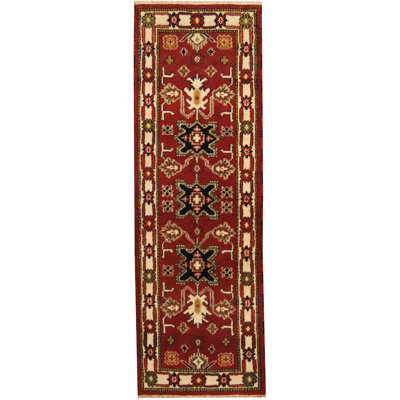 Tapis rouge / ivoire noué à la main Dakara