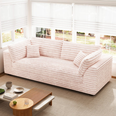 Solid Wood Frame Upholstered Loveseat with Toss Pillows