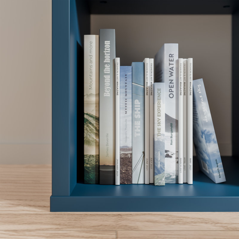 Mauro Cube Bookcase, Blue, (4 Shelves) 72.8cm.H x 72.8cm.W x 72.8cm.D