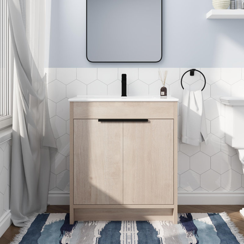 Meuble-lavabo simple autoportant de 30 po avec plateau en céramique