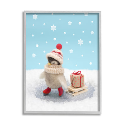Photo de pingouin, cadeau de Noël encadré sur bois par Lemon & Sugar