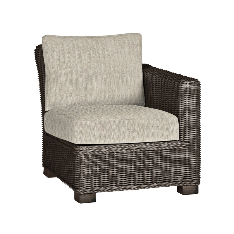 Canapé modulaire d'extérieur en résine tressée rustique N-Dura, Pas de soudure, Noir noyer, Sable à chevrons