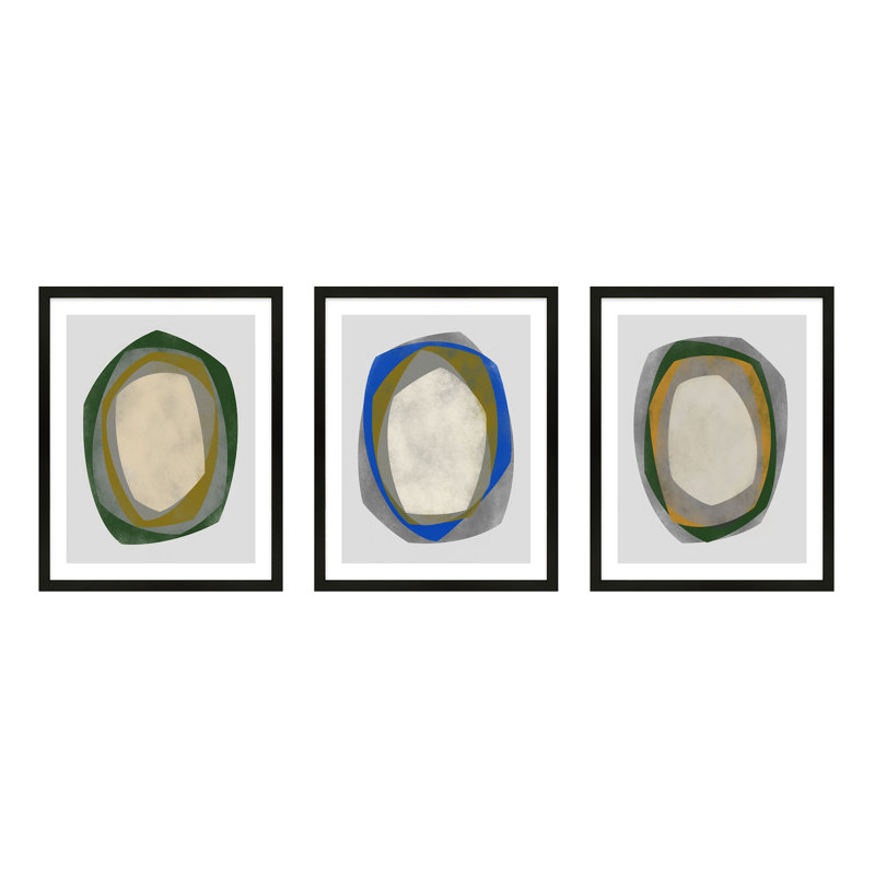Geode 1-3 Painting by Jacques Pilon, Black Framed, 30" H x 24" W