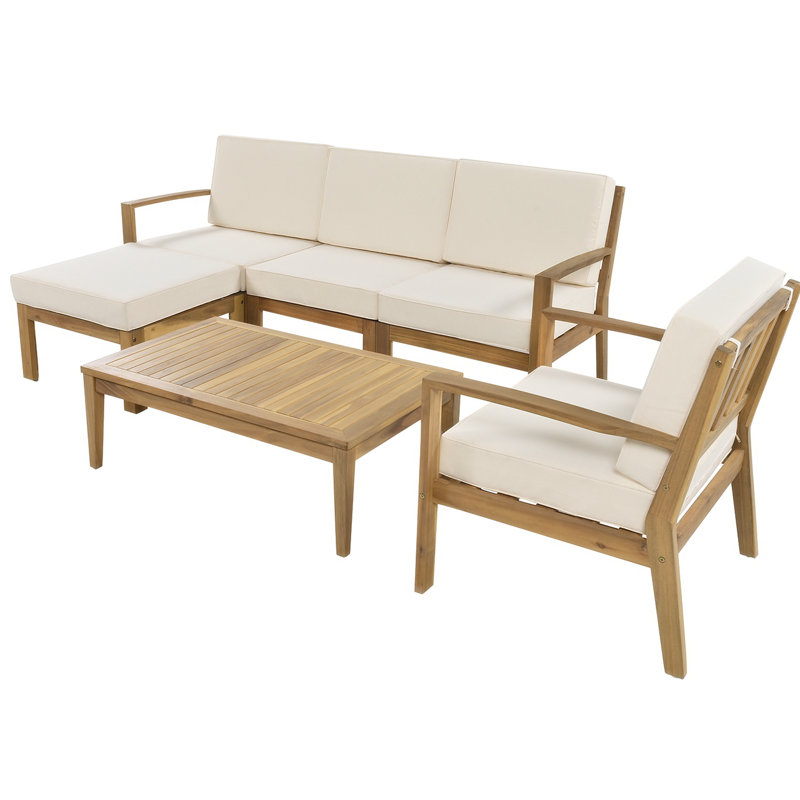 Ensemble de meubles d'extérieur avec coussins Louida, Beige