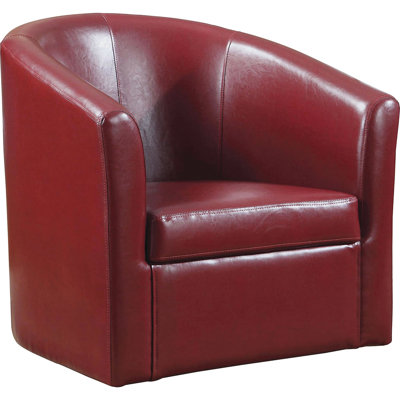 Fauteuil pivotant rouge pour espace de vie avec coussin moelleux et base noire avec fauteuil pivotant moderne, ameublement