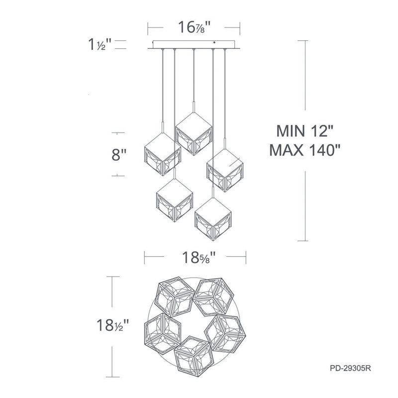 Ice Cube Round Multi-Light 4-CCT Pendant, Black