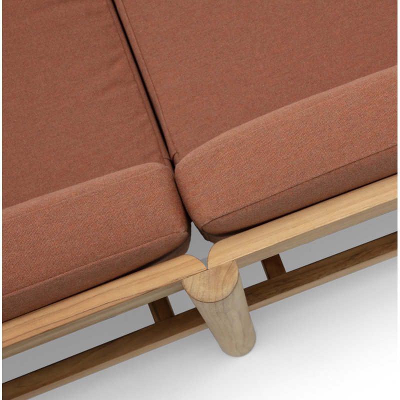 Canapé modulaire d'extérieur en teck Haven 6 pièces avec coussins Sunbrella Haven, Rouille Sunbrella