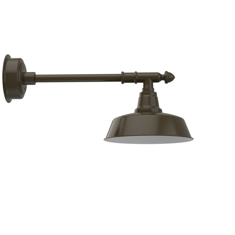 Luminaire de grange d’extérieur à del Apremont, H 11 po x l 12 po x P 27 po, Bronze acajou