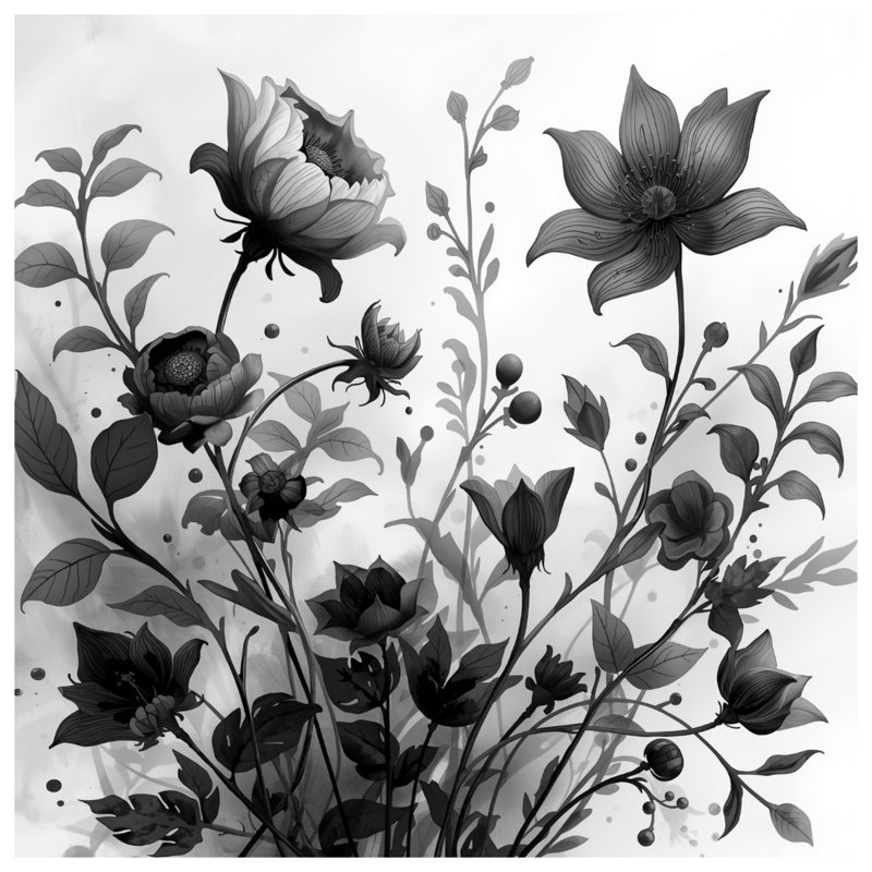 Couvertures monochromes botaniques, L 50 po x H 60 po