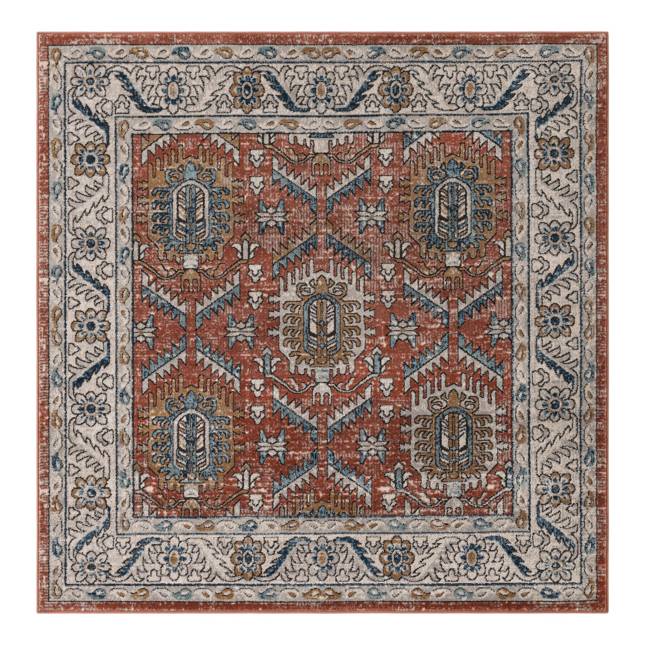 Winston Porter Weingartner Oriental Peach/Gray/Blue Area Rug | Wayfair