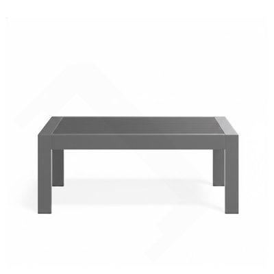43" X 24" All-Weather Metal Outdoor Coffee Table With Wood-Look Top And Gray Frame