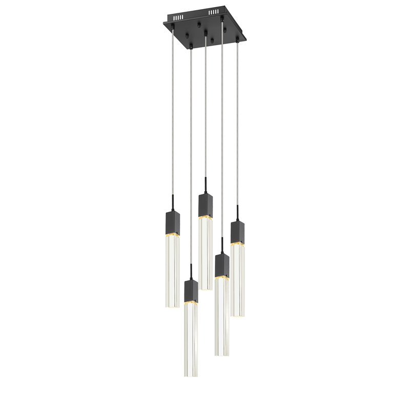 Glacier 5 - Light Pendant, Matte Black, Clear Glacier K9