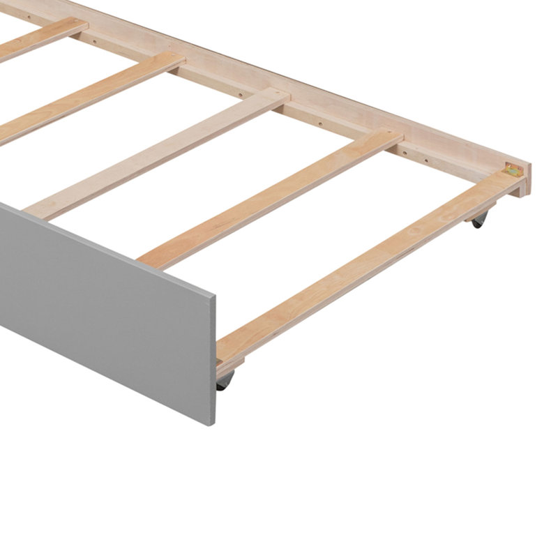 Lit en bois avec lit gigogne simple, Gris, Lit simple