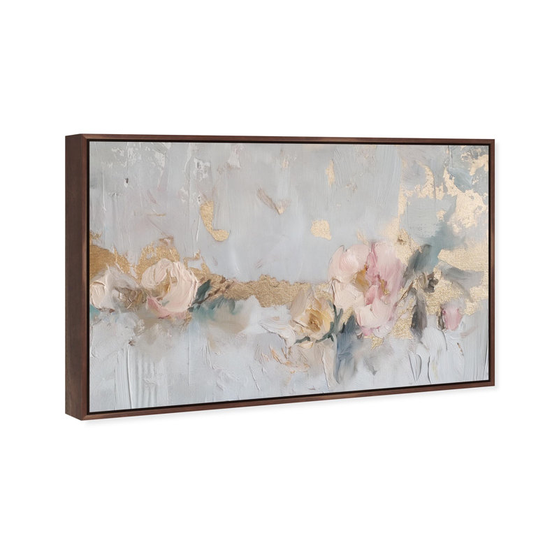 Oliver Gal Velvet Alloy III Floral Abstract - Liquid Framed Canvas Art, 37" H x 55" W, Brown
