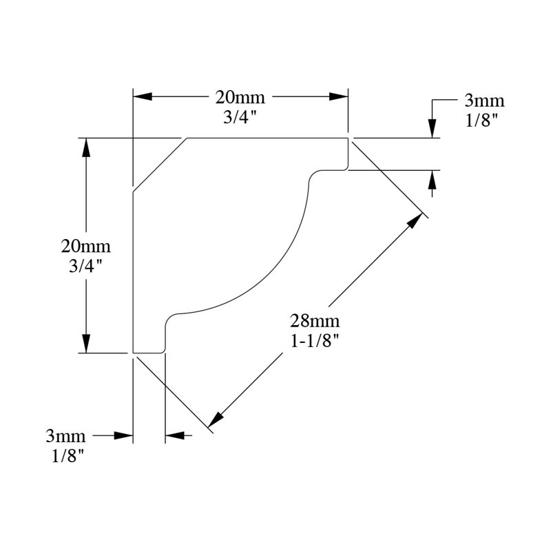 0.75'' H x 78'' W x 0.75'' D Plastic Crown