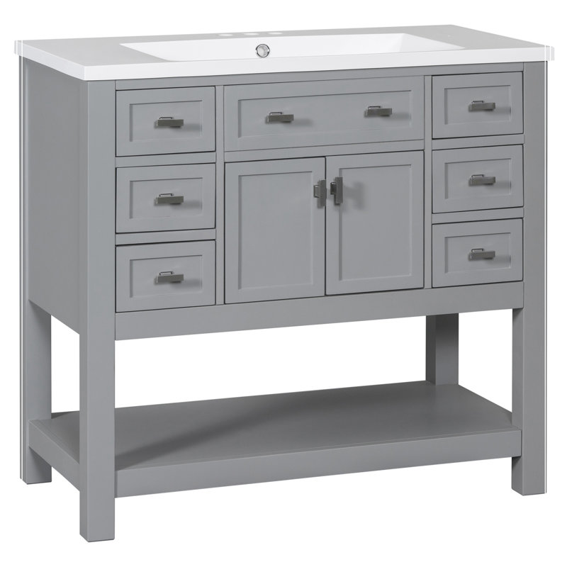 Meuble-lavabo moderne 36 po avec lavabo supérieur