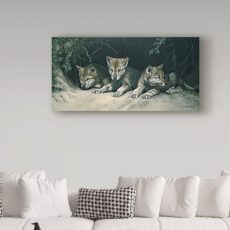 «Three Little Wolves» d'Etelca, impression sur toile tendue, H 12 po x l 24 po x P 2 po