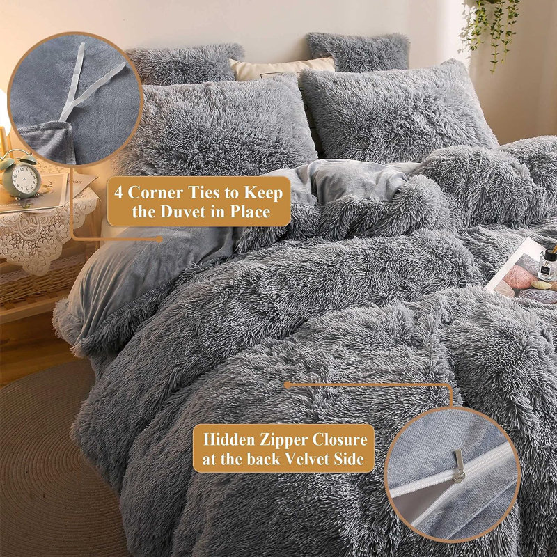 Ensemble de housse de couette et insert, Grand, Gris clair