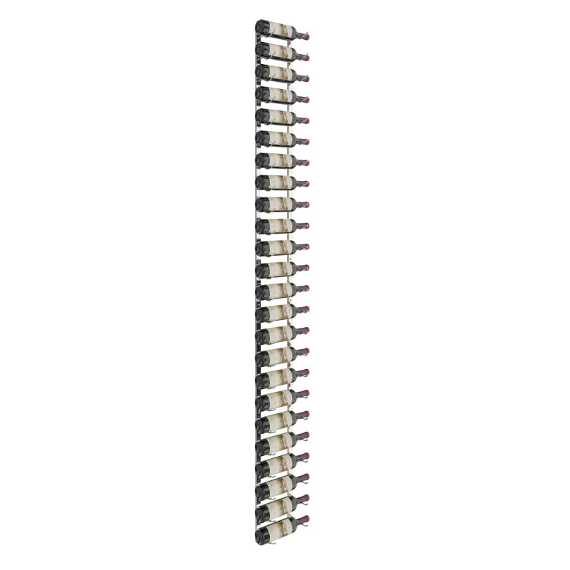 Ensemble de support à vin mural en métal pour 24 bouteilles Indurial - 96 po de hauteur, Chrome Luxe, 96"H x 13"W x 5.25"D
